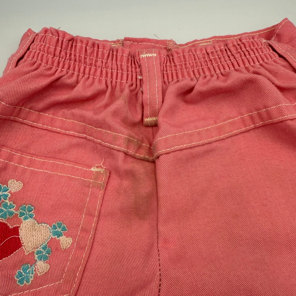 VTG 70-80s Garanimals Pink Kids 4-5T Pants Embroidered Hearts & Flowers, STAINED - Picture 9 of 14